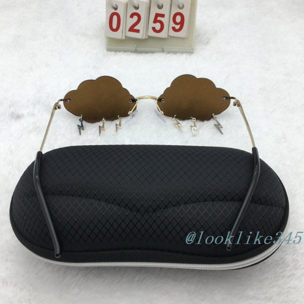CStylish frameless Frame Tea Clouds Lens Sunglasses - Picture 3 of 4